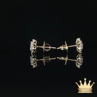 14K Gold Diamond Flower Stud Earrings – Full Cluster Sparkle