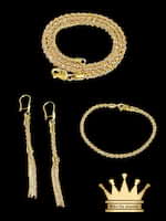 18K Tri-Color Gold Popcorn Necklace Set