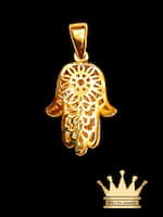 18K Gold 3D Hamsa Charm Net Design