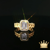 18K Yellow Gold Emerald-Cut Diamond Cuban Link Ring