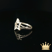 14K Yellow Gold Star Crystal Ring for Women