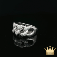 Silver Bubble Cuban Link Men’s Ring – Bold Iced Link Design