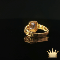 18K Yellow Gold Emerald-Cut Diamond Cuban Link Ring
