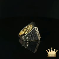 14K Yellow Gold Black Onyx Men’s Ring with Greek Key Frame