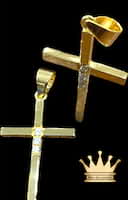 18 k gold cross with cubic zircon on it  size 1.5 inch Weight is 4.500 gram   is