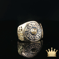 18K Gold Men's Statement Ring - Textured Design