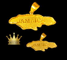 22k sold gold diamond cut Jamaica map charm price $850 dollars size 1.5 inch weight 7 grams