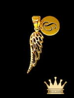 Custom Made 18K Gold Memorial Angel Wings Pendant