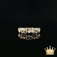 14K Yellow Gold Open Heart Ring with Cubic Zirconia Accents