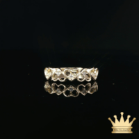 14K Yellow Gold Open Heart Ring with Cubic Zirconia Accents