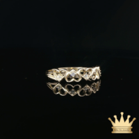 14K Yellow Gold Open Heart Ring with Cubic Zirconia Accents