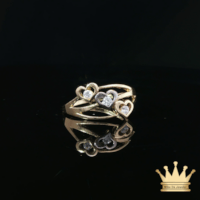 14K Two-Tone Gold Heart Ring with Cubic Zirconia