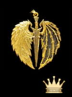 18K Solid Handmade Wings Pendant with Black Color Work