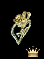 18K Solid Handmade Rose in Heart Pendant