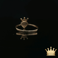 14K Yellow Gold Crown Heart Ring with Cubic Zirconia