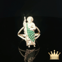 14K Gold Saint Jude Ring with Green C.Z
