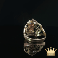 14K Tri-Color Gold Crown Saint Mary Ring with Cubic Zirconia