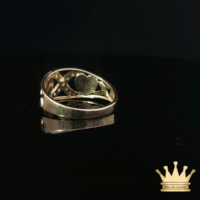 14K Yellow Gold X & Heart Ring with Cubic Zirconia