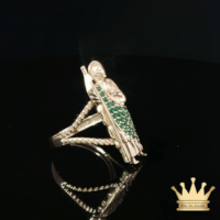 14K Gold Saint Jude Ring with Green C.Z