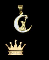 18k customized moon pendant price 600 usd weight 5.07 gram size 0.75 inches