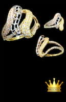 18karat gold female ring three tone white,rose & yellow cz stone weight 2.900 size 7.75