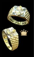 18k solid yellow and white two tone anchor ring price $590 weight 5.960 grams size 8