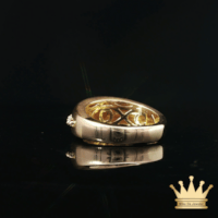 18K Gold Textured Fashion Ring – Elegant Beaded Design