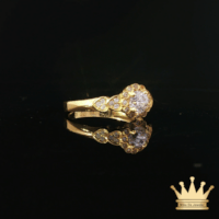 18K Yellow Gold CZ Halo Ring
