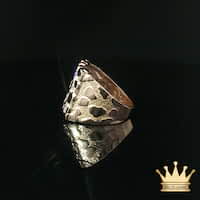 Textured Yellow Gold Diamond Nugget Signet Ring