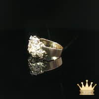 18K Textured Yellow Gold Diamond Cluster Ring