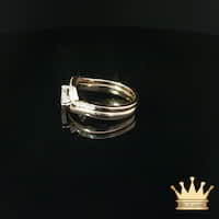Pear-Shaped Diamond Bypass Engagement Ring and Contoured Diamond Band Set in Yellow Gold