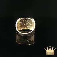 Textured Yellow Gold Diamond Nugget Signet Ring