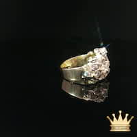 18K Textured Yellow Gold Diamond Cluster Ring