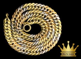 White Rose and Yellow Gold Length 20inch  Width 9mm Tri colors Cuban CHAIN