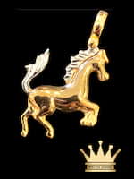 Solid 22k Rose & White Gold Horse Charm