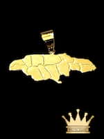 Custom Made Solid 18 Karat Gold Jamaica Map Charm