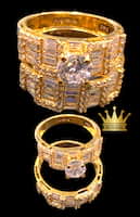 21k yellow gold wedding twin’s ring with cubic zirconia 10.120 gems us size 7 price $1070