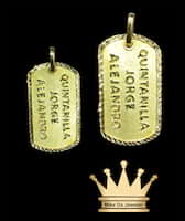 18k handmade solid dog tag pendant price $1100 usd weight 10.05 grams size 1.5 inches border and letter diamond cut