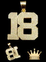 18K Gold 3D Number 18 Charm with Moissanite