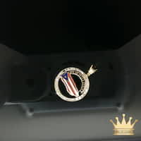 Puerto Rico Flag Gold Pendant with Diamonds