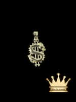 18K Gold Dragon Pendant in Dollar Symbol Shape