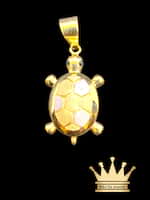 18 Karat Solid Gold Two-Tone Turtle Charm