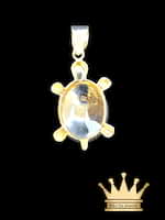 18 Karat Solid Gold Two-Tone Turtle Charm