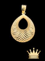 18K Yellow Gold 3D Lattice Pattern Charm