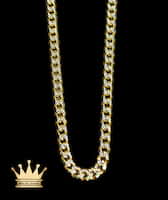 925 sterling silver solid handmade Miami Cuban Link Chain dipped in yellow and white gold one side diamond cut one side polish    weight 29.94 grams 22 inches 4.5 mm
