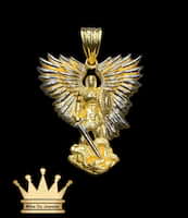 18k yellow and white gold 3d customized angel charm price $2250 dollars weight 19.14 grams 1.5 inches available stock any size any thickness