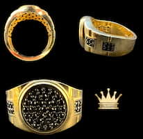 18k yellow gold men’s ring with black stones grams 8.530 price $930