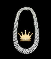925 sterling silver solid handmade Miami Cuban link chain 2 with cubic zirconia stone dipped in white gold price $2900 usd weight 154.5 grams 2 in 1 like a lyre 22 inches and 20 inches both 9mm