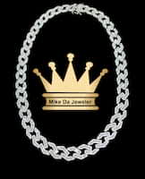 925 sterling silver solid handmade Bugatti Cuban link chain dipped in white gold with cubic zirconia stone price $2450 usd weight 121.94 grams 22 inches 12 mm