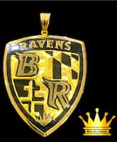 18K Handmade Raven's Shield Pendant